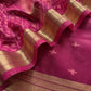 Rani Pink Chanderi Blend Ikkat Suit Set With Zari borders