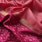 Rani Pink Chanderi Blend Ikkat Suit Set With Zari borders