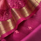 Rani Pink Chanderi Blend Ikkat Suit Set With Zari borders