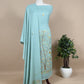 Greyish Blue Unstitched Woolen Suit With Aari Zari Embroidery Work