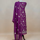 Persian Purple Chidiya Pure Mul Chanderi Suit Fabric With Aari Embroidery