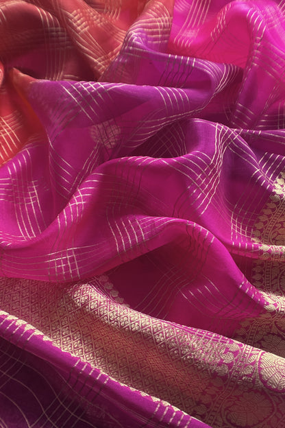 Pink Handloom Raw Silk Kurta And Kora Silk Dupatta With Meenkari Weaving