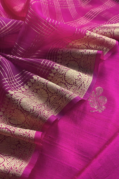 Pink Handloom Raw Silk Kurta And Kora Silk Dupatta With Meenkari Weaving