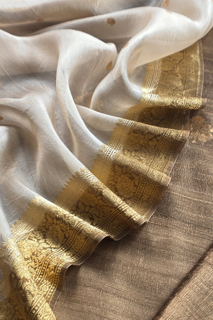 Brown Handloom Raw Silk Kurta And Kora Silk Dupatta With Kadwa Weaving