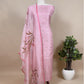 Pink Pure organza Unstitched suit with Resham Embroidery and Hand-painted Dupatta