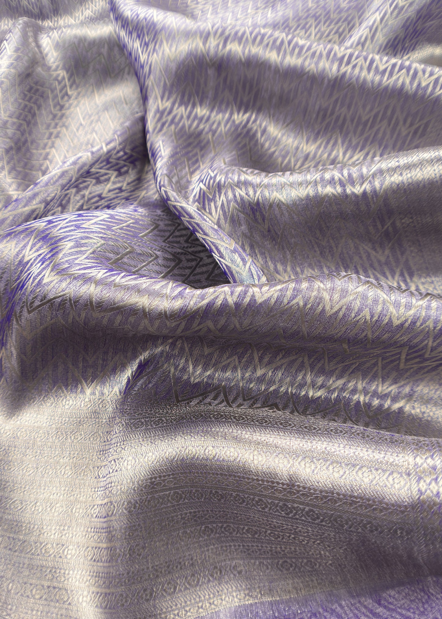 Lustre Purple Designer Pure Brocade Tissue Silk Suit Fabric