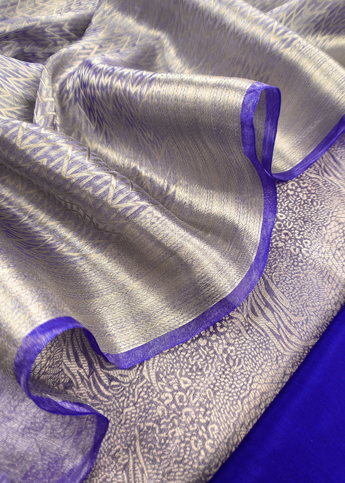 Lustre Purple Designer Pure Brocade Tissue Silk Suit Fabric