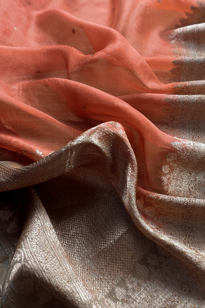 Brown Handloom Raw Silk Kurta And Kora Silk Dupatta With Meenkari Weaving