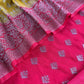 Red And Yellow Contrast Banarasi Silk Suit Fabric With Zari Weaving