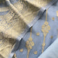 Blue Handloom Chiffon Suit Fabric With Zari Weaving Cutwork