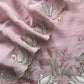 Pink Summer Swans Pure Mul Suit With Embroidery