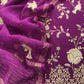 Persian Purple Chidiya Pure Mul Chanderi Suit Fabric With Aari Embroidery