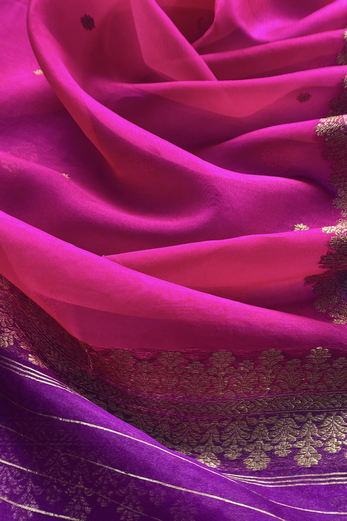 Violet Handloom Raw Silk Kurta And Kora Silk Dupatta With Kadwa Weaving