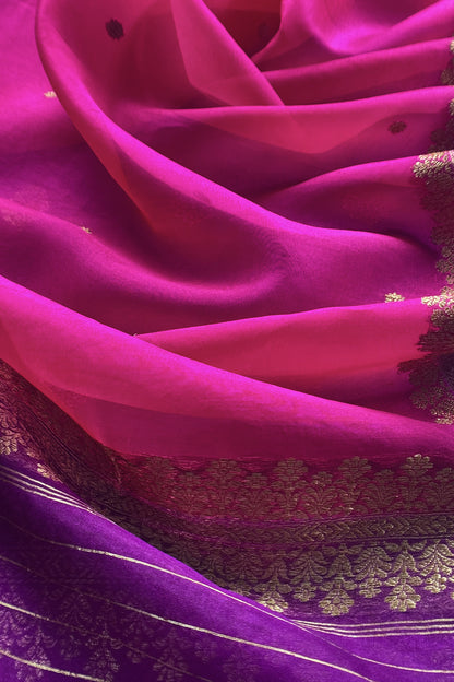 Violet Handloom Raw Silk Kurta And Kora Silk Dupatta With Kadwa Weaving