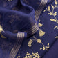 Persian Blue Chidiya Pure Mul Chanderi Suit Fabric With Aari Embroidery