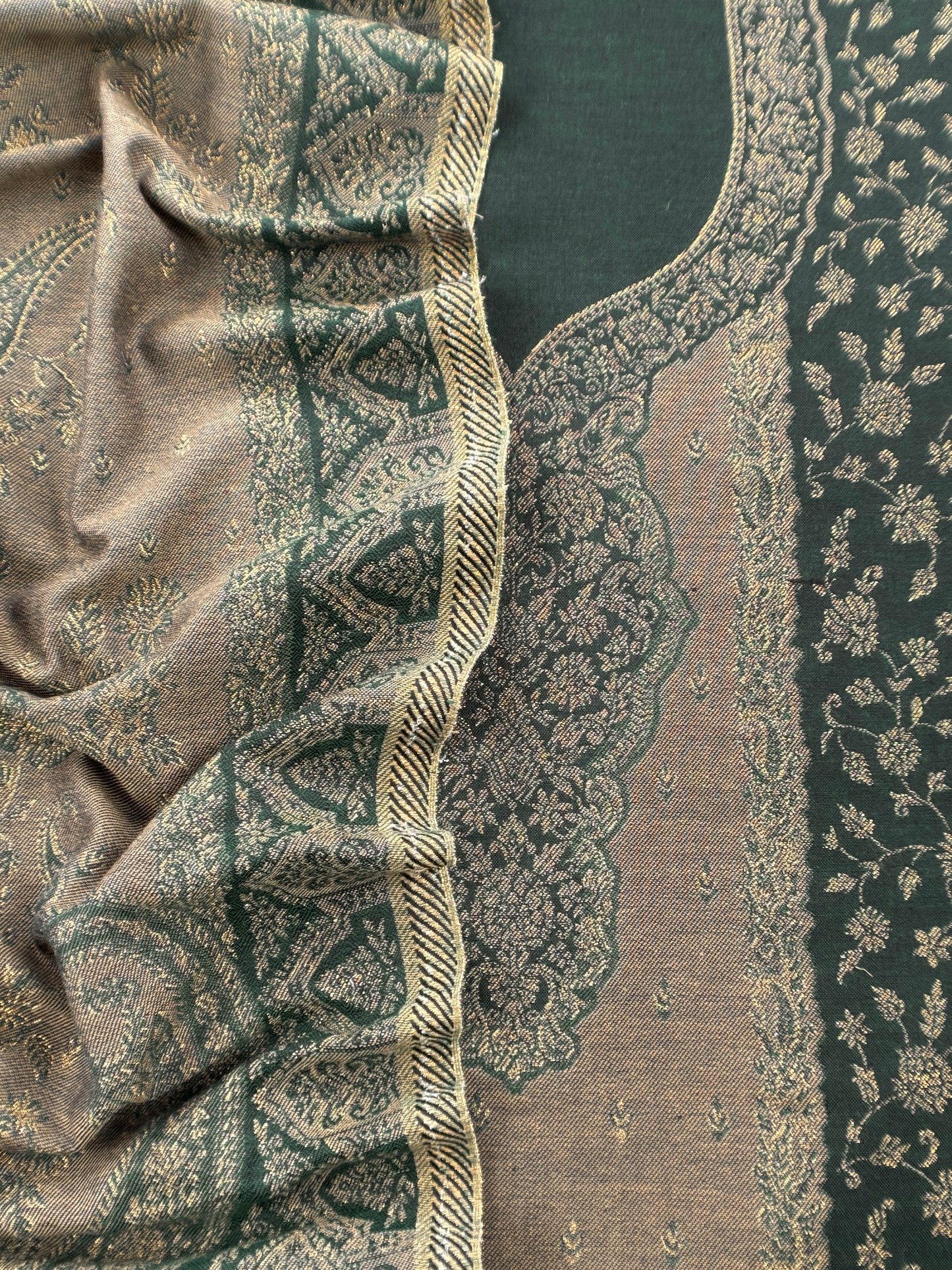 Bottle Green Premium Pashmina Silk Suit With Dupatta