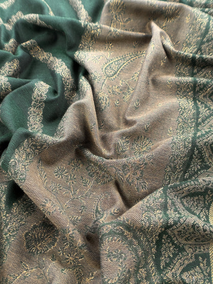 Bottle Green Premium Pashmina Silk Suit With Dupatta