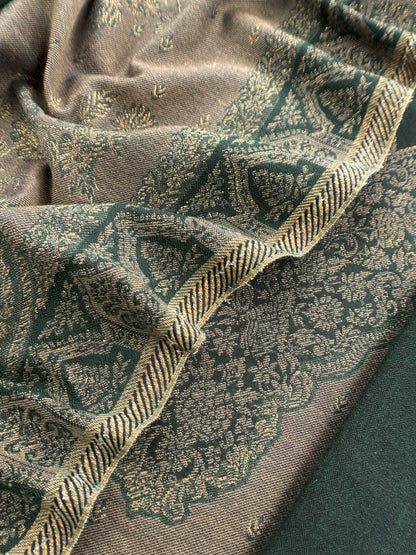 Bottle Green Premium Pashmina Silk Suit With Dupatta