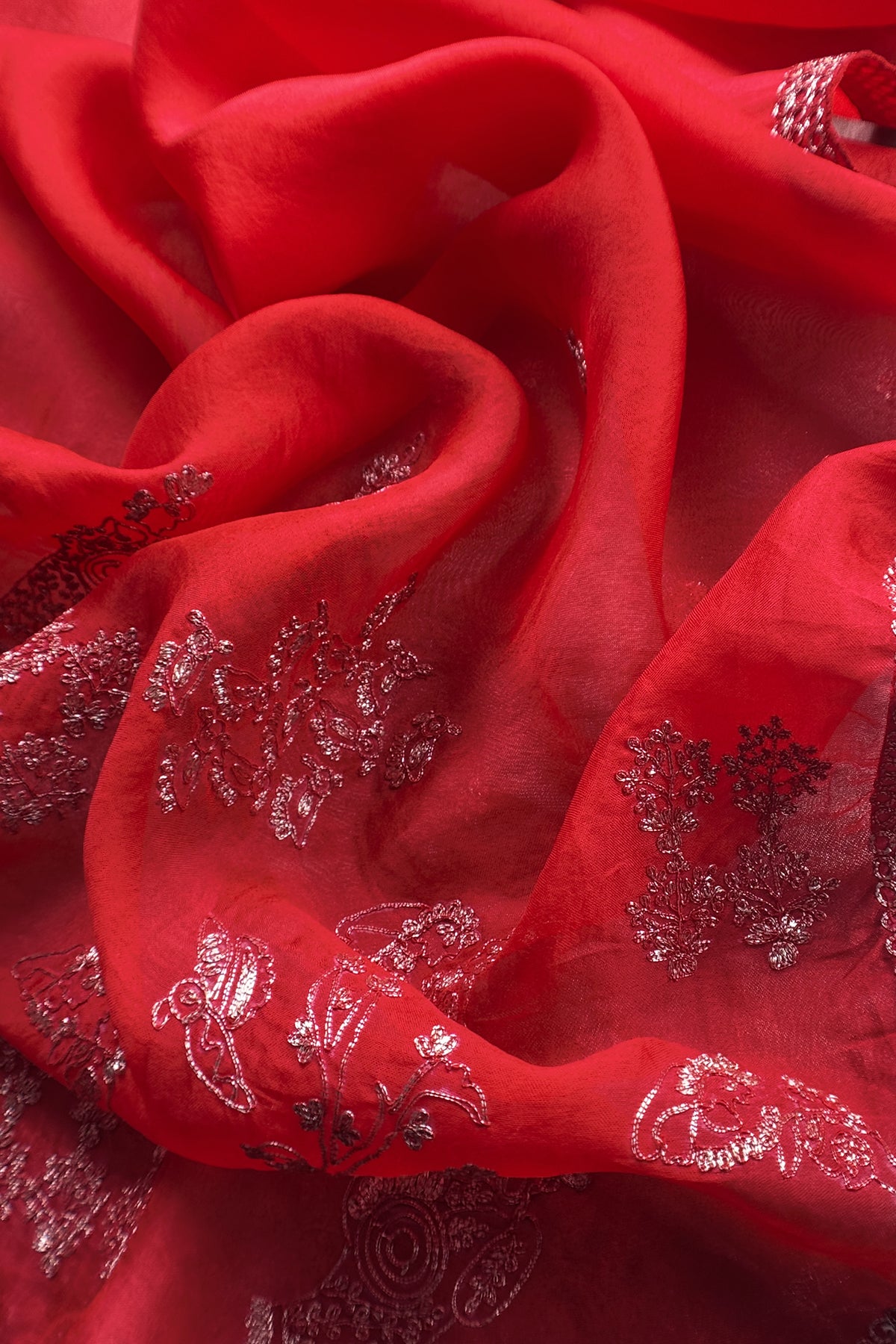 Luxe Golden Red Dulhan Handloom Tissue Silk Kurta And Kora Silk Dupatta With Pitta Hand Work
