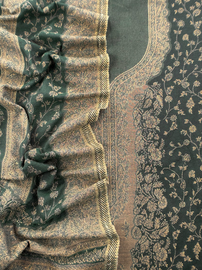 Bottle Green Premium Pashmina Silk Suit With Dupatta