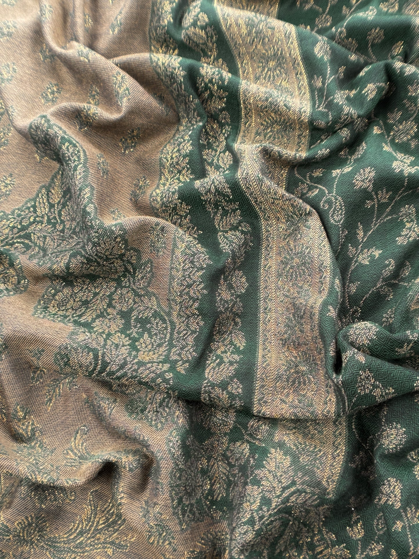 Bottle Green Premium Pashmina Silk Suit With Dupatta