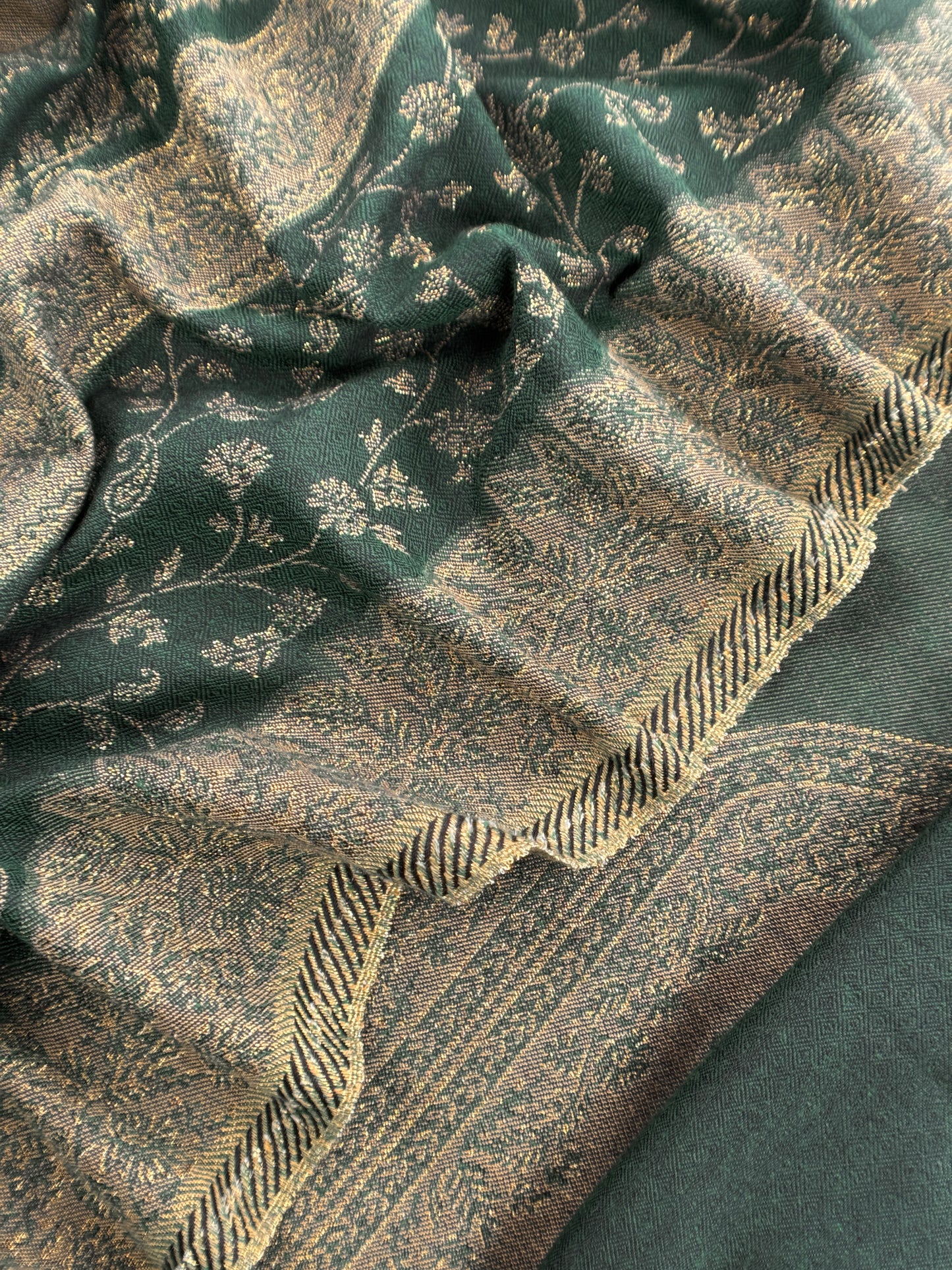 Bottle Green Premium Pashmina Silk Suit With Dupatta