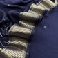 Navy Blue Pure Assamese Silk Suit Fabric With Mirrors Handwork