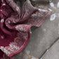 Grey With Maroon Handloom Silk Suit With Zari weaving