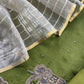 Pear Green Shikagarh Tales Desi Tussar Suit And Tissue Woven Dupatta With Handwork