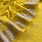 Lime Yellow Pure Assamese Silk Suit Fabric With Mirrors Handwork