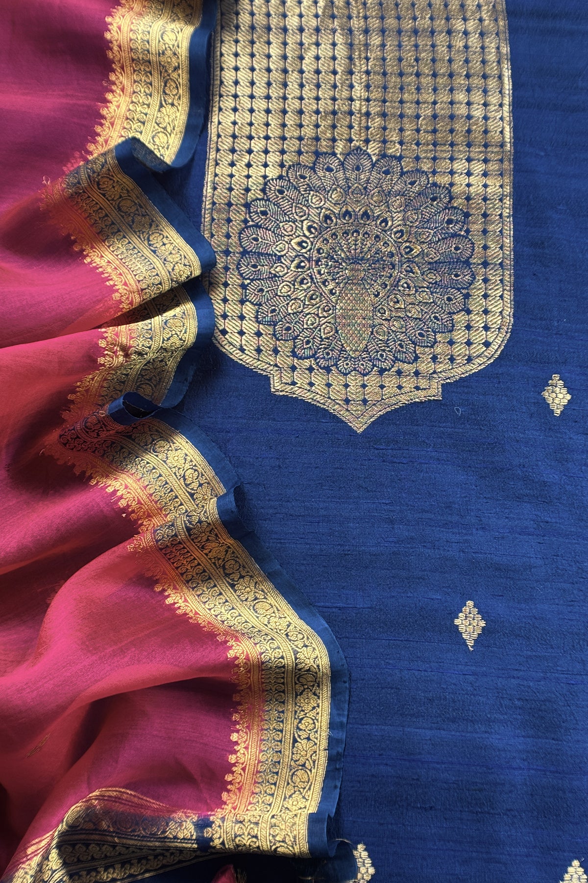 Teal Blue Handloom Raw Silk Kurta And Kora Silk Dupatta With Kadwa Weaving