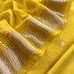 Lime Yellow Pure Assamese Silk Suit Fabric With Mirrors Handwork