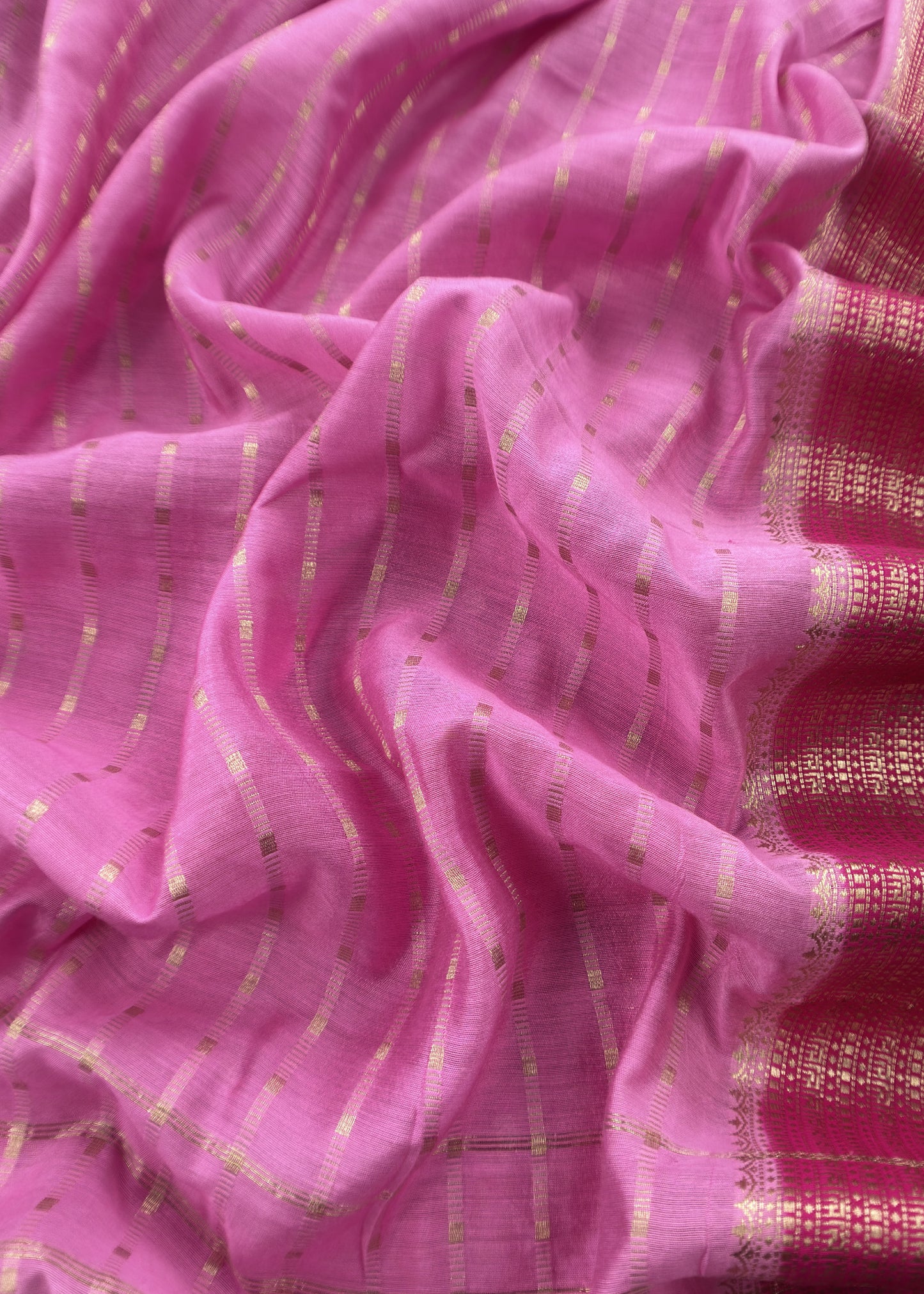 Pink Banarasi Chanderi Suit With Contrast Dupatta