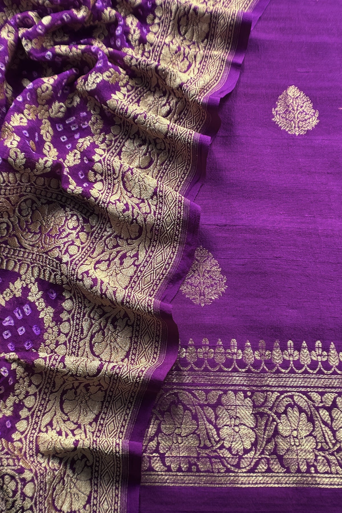 Violet Handloom Raw Silk Suit With Khaddi Georgette Silk Dupatta