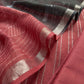 Red Handwoven Linen Unstitched Suit With Contrast 2D Shibori Dupatta