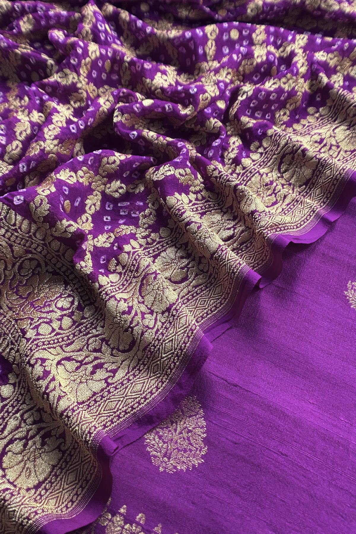 Violet Handloom Raw Silk Suit With Khaddi Georgette Silk Dupatta