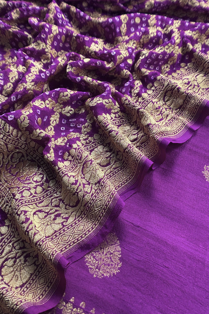 Violet Handloom Raw Silk Suit With Khaddi Georgette Silk Dupatta