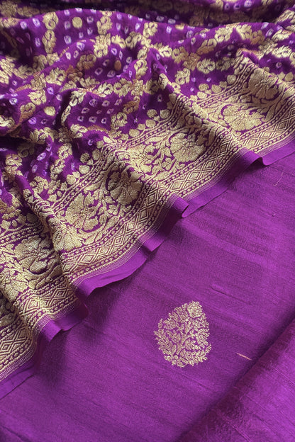 Violet Handloom Raw Silk Suit With Khaddi Georgette Silk Dupatta