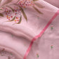 Pink Pure organza Unstitched suit with Resham Embroidery and Hand-painted Dupatta