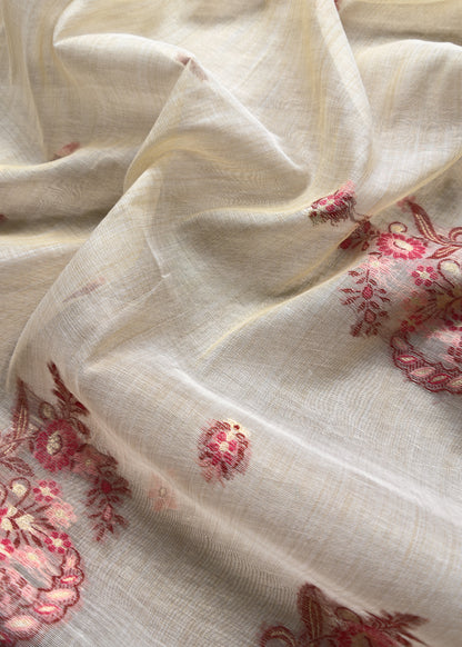 linen chanderi suit with jamdani weaving

