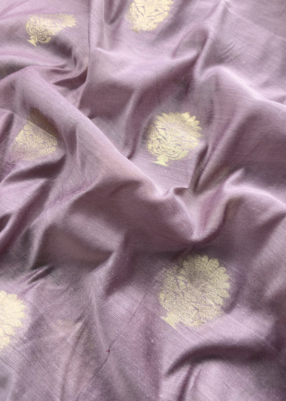 Purple Summer floral Unstitched Suit in Chanderi Blend fabric