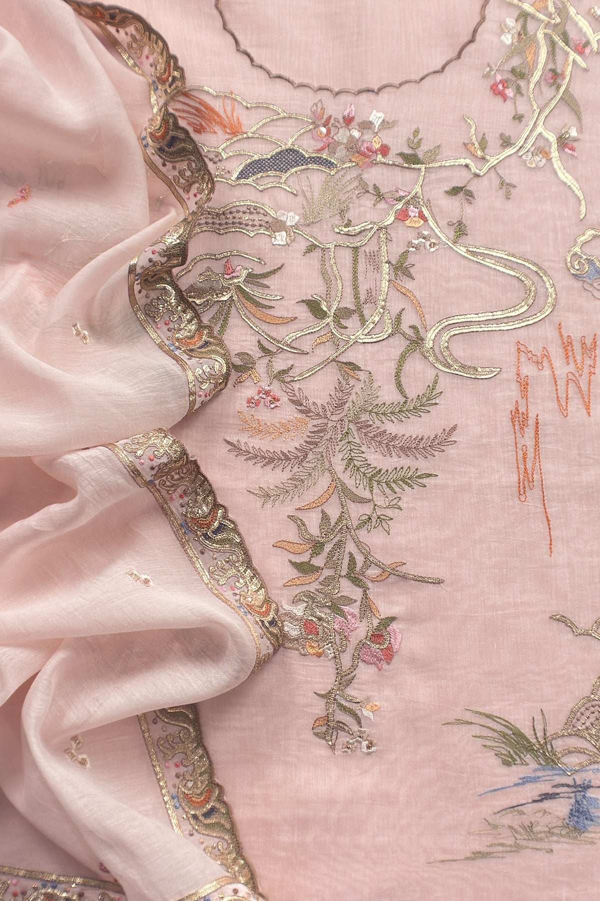 Premium quality mulmul unstitched suit with dupatta