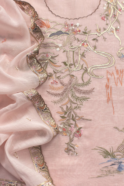 Premium quality mulmul unstitched suit with dupatta
