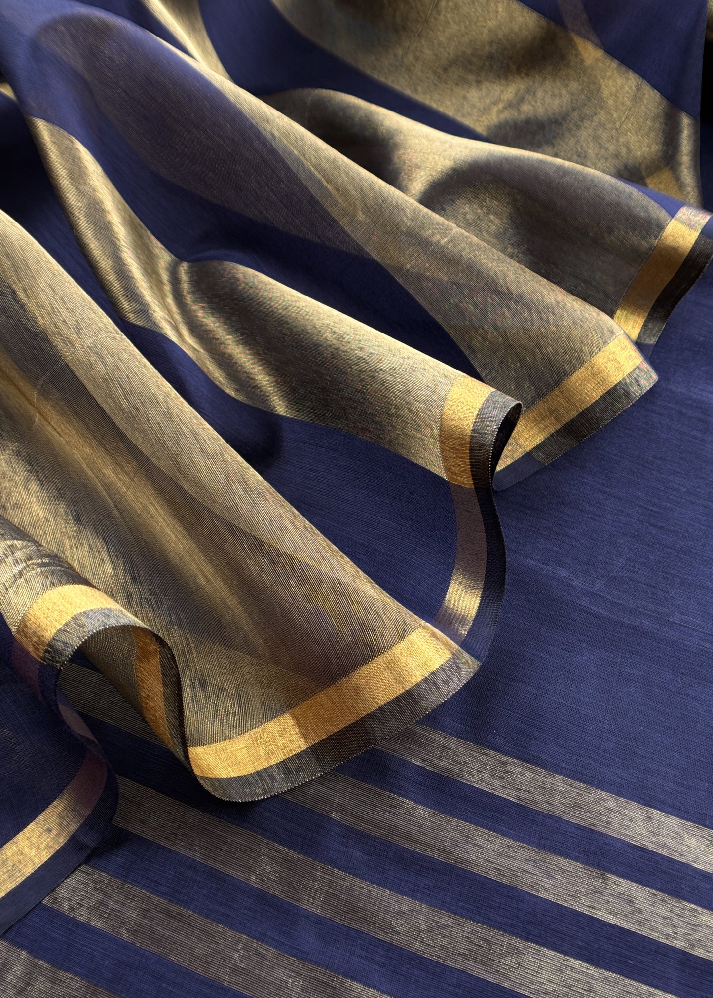 Blue Banarasi Chanderi Suit With Dupatta