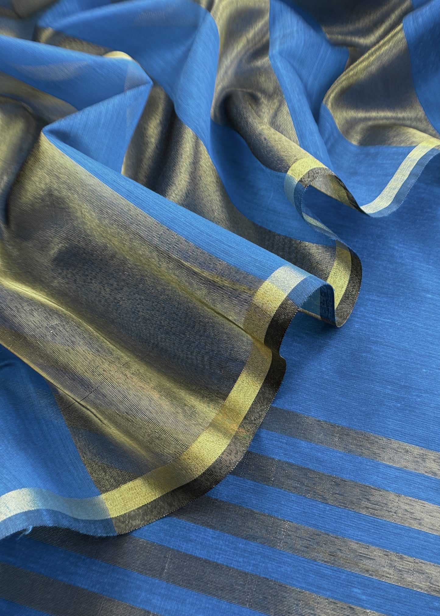 Blue Banarasi Chanderi Suit With Dupatta