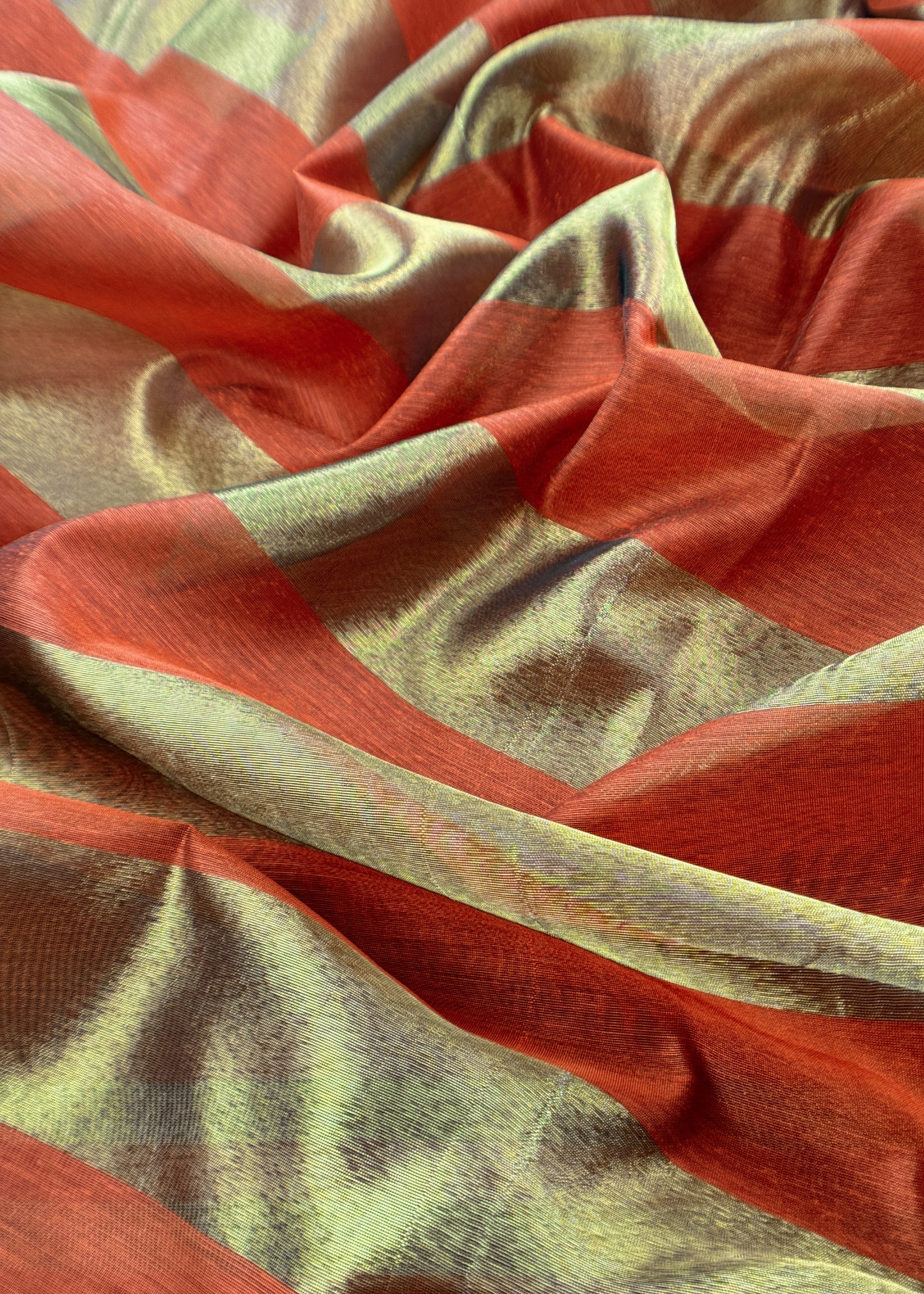 Orange Banarasi Chanderi Suit With Dupatta