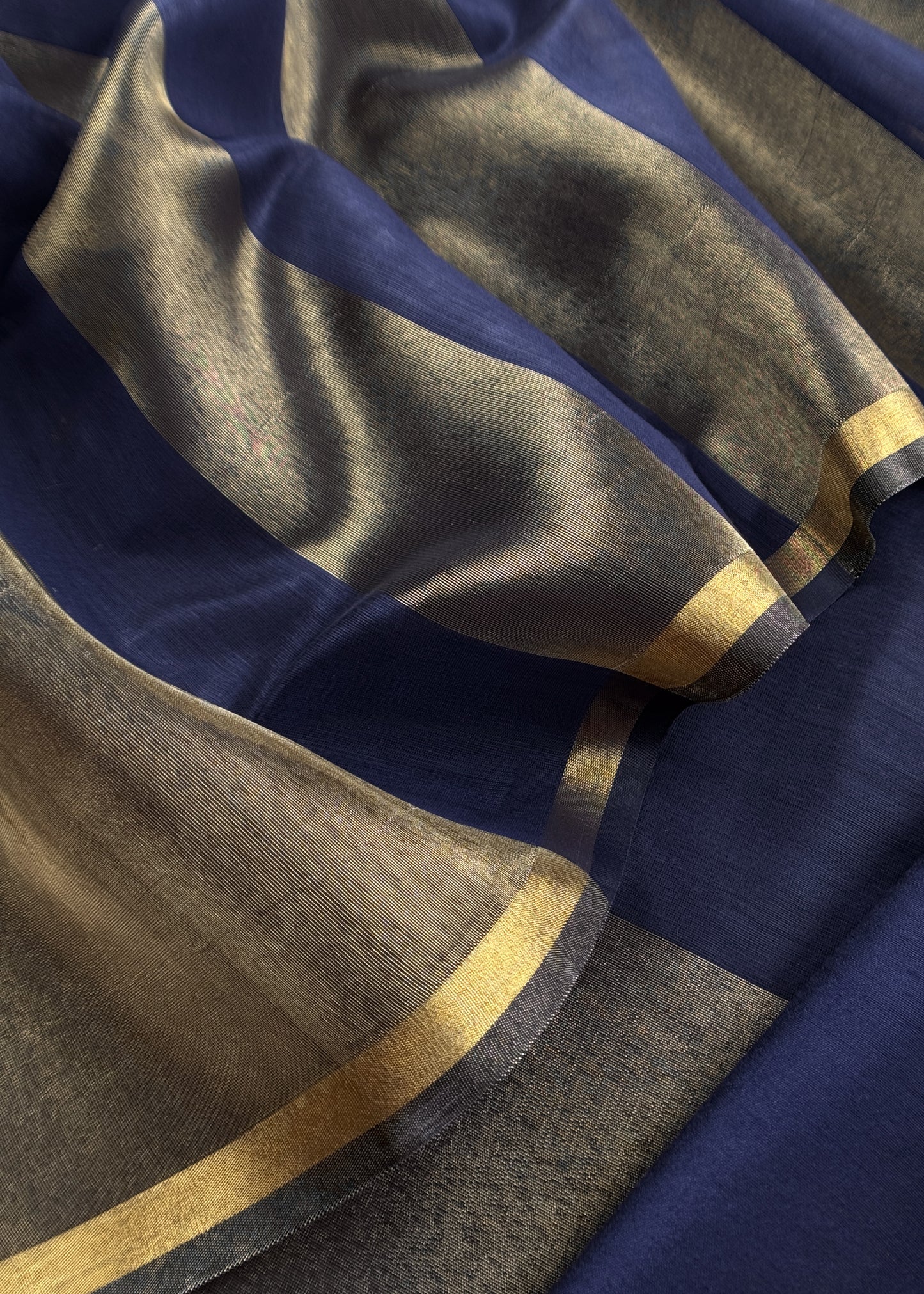 Navy Blue Banarasi Chanderi Suit With Dupatta