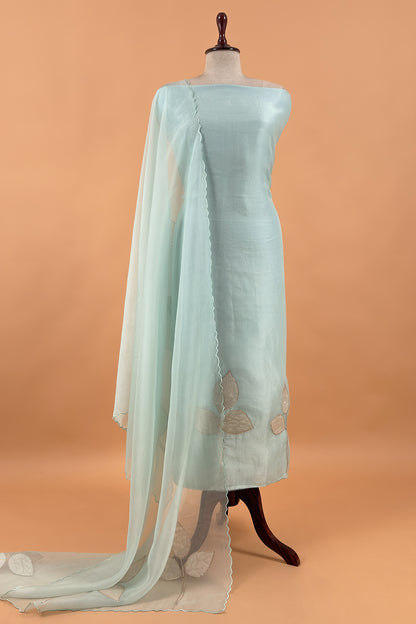 Sky Blue Handloom Kora Silk Suit With Kora Silk Dupatta