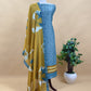 Navy Blue Bandhani Maheshwari Silk Suit With Dupatta