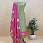 Navy Blue Bandhani Maheshwari Silk Suit With Dupatta